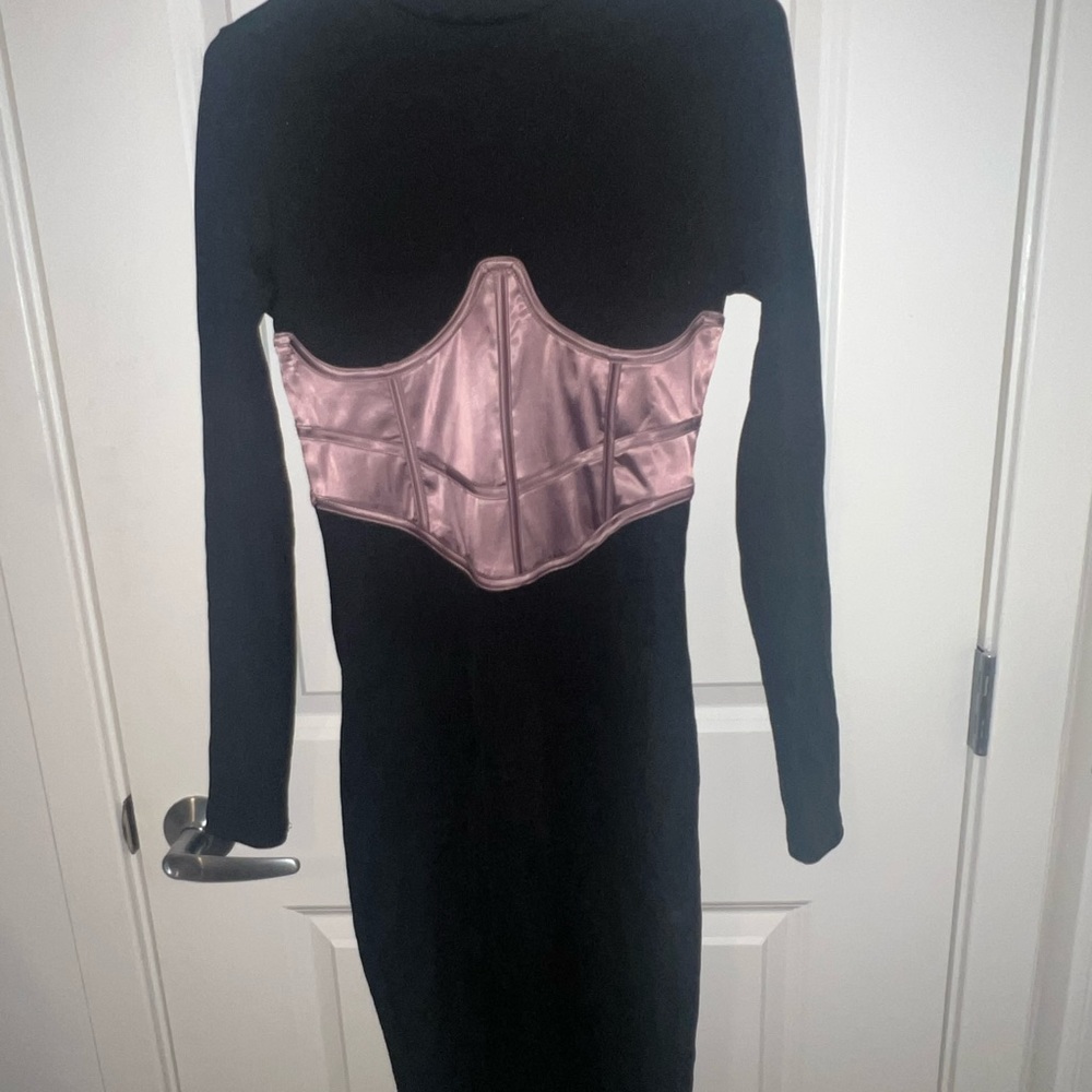 Brand new never worn Manière satin corset ribbed midi dress